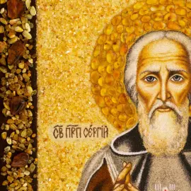 Икона из янтаря "Преподобный Сергий Радонежский"