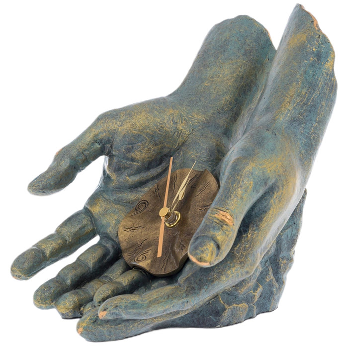 Sculpture with clock "Time in your hands" (Time in your hands)