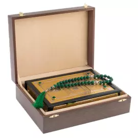 Koran decorated with a "Mosque" with malachite beads, in a casket, Chrysostom