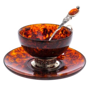 Antique Dark amber and bronze tea set
