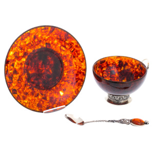 Antique Dark amber and bronze tea set