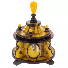 Шкатулка из янтаря "Вавилон" круглая