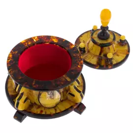 Шкатулка из янтаря "Вавилон" круглая