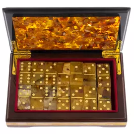 Домино из янтаря "Классика" в шкатулке