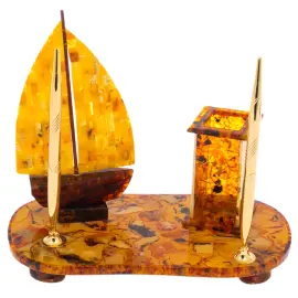 Настольный набор из янтаря "Венеция" с ручками