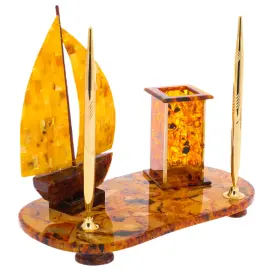 Настольный набор из янтаря "Венеция" с ручками