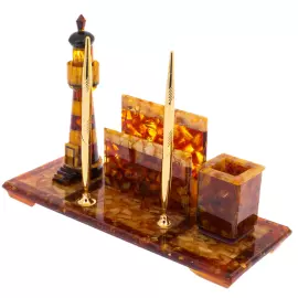 Настольный набор из янтаря "Рим. Маяк"