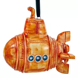 Елочная игрушка из фарфора "Батискаф" оранжевый