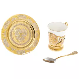 Flower coffee set for 2 persons, Zlatoust