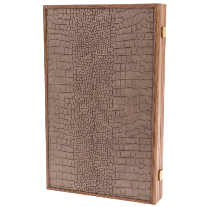 Backgammon made of eco-leather and wood "Manopoulos" beige-gray