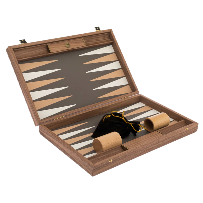 Backgammon made of eco-leather and wood "Manopoulos" beige-gray