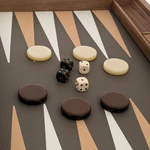 Backgammon made of eco-leather and wood "Manopoulos" beige-gray