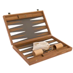 Backgammon made of eco-leather and wood "Manopoulos" grey