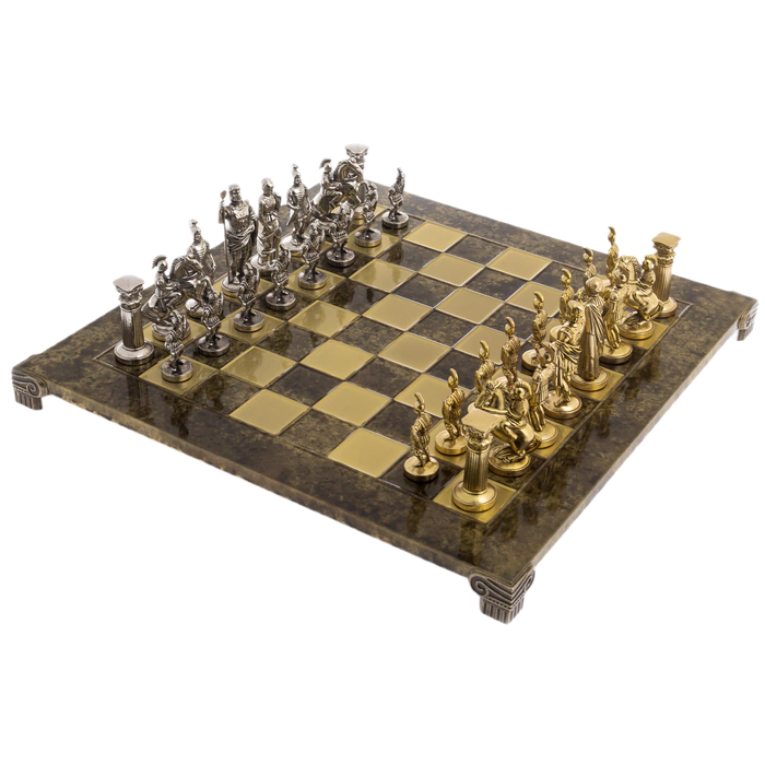 Laminated wood chess set "Greco-Roman period" brown