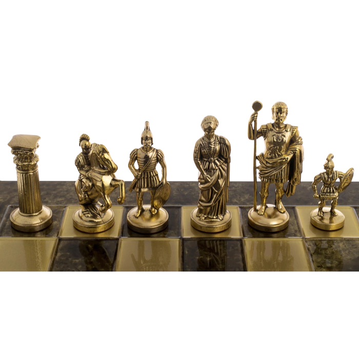 Laminated wood chess set "Greco-Roman period" brown