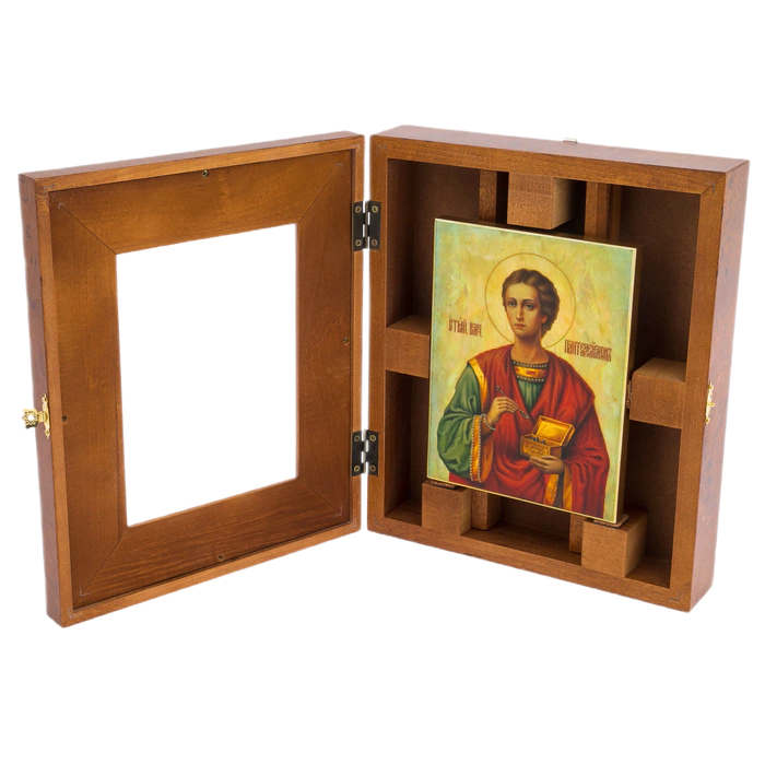 Icon on natural mother-of-pearl "Saint Panteleimon" in Kyoto