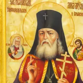 Икона на натуральном перламутре "Лука Крымский"