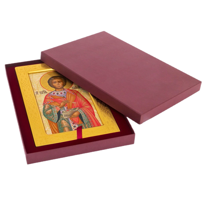 Icon on natural mother-of-pearl "Panteleimon the Healer"