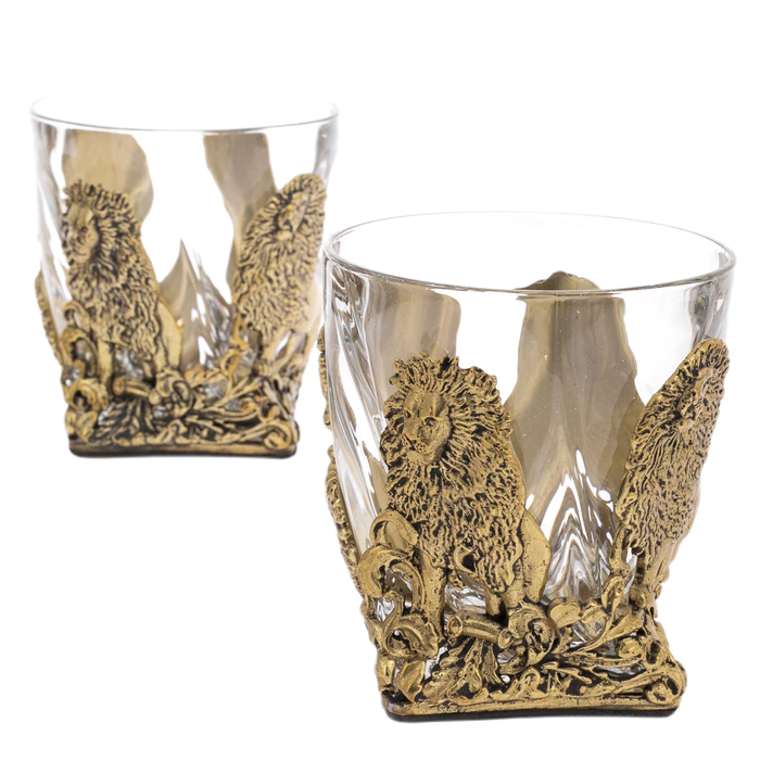 Set of whiskey glasses "Lions" for 6 people, in a gift box