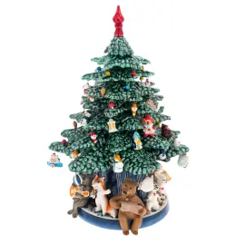 Новогодняя ёлка из фарфора "Лесной оркестр" зеленая