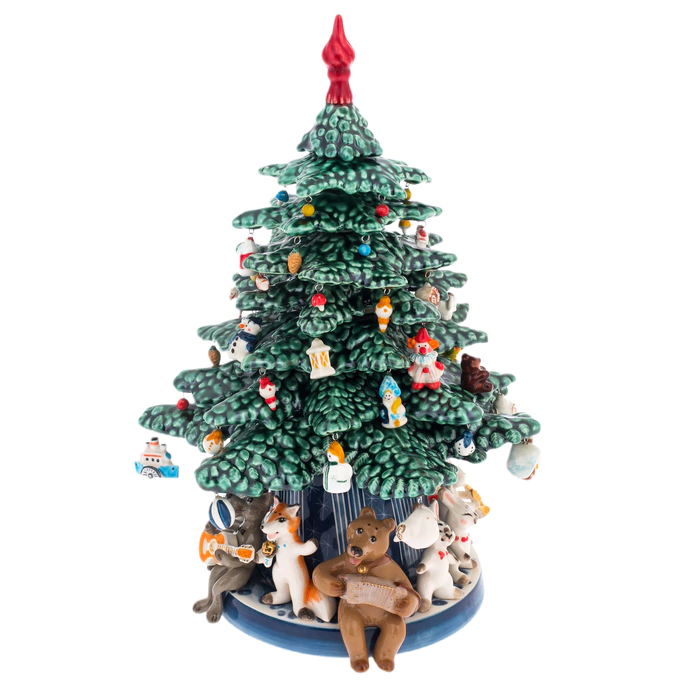 New Year's tree made of porcelain "Forest Orchestra" green