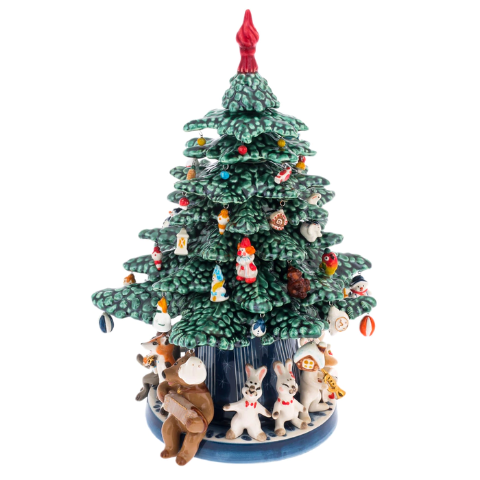 New Year's tree made of porcelain "Forest Orchestra" green
