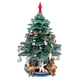 Новогодняя ёлка из фарфора "Лесной оркестр" зеленая