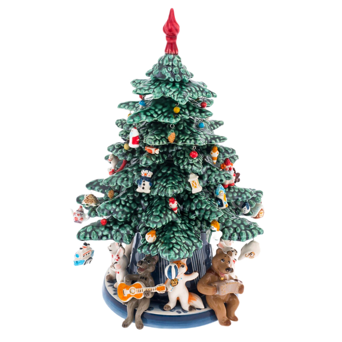 New Year's tree made of porcelain "Forest Orchestra" green