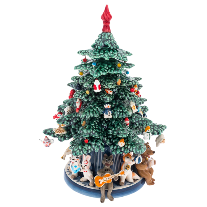 New Year's tree made of porcelain "Forest Orchestra" green