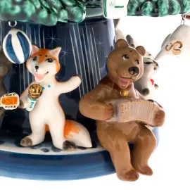 Новогодняя ёлка из фарфора "Лесной оркестр" зеленая