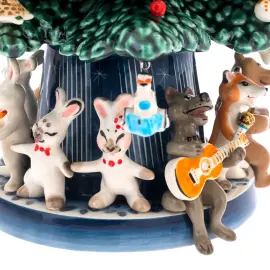 Новогодняя ёлка из фарфора "Лесной оркестр" зеленая