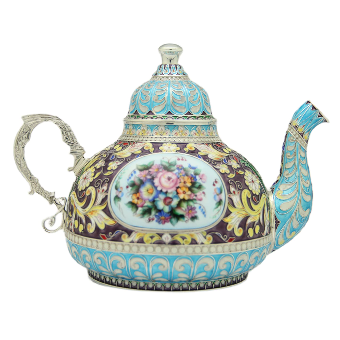Silver teapot "Tsaritsyno" finish