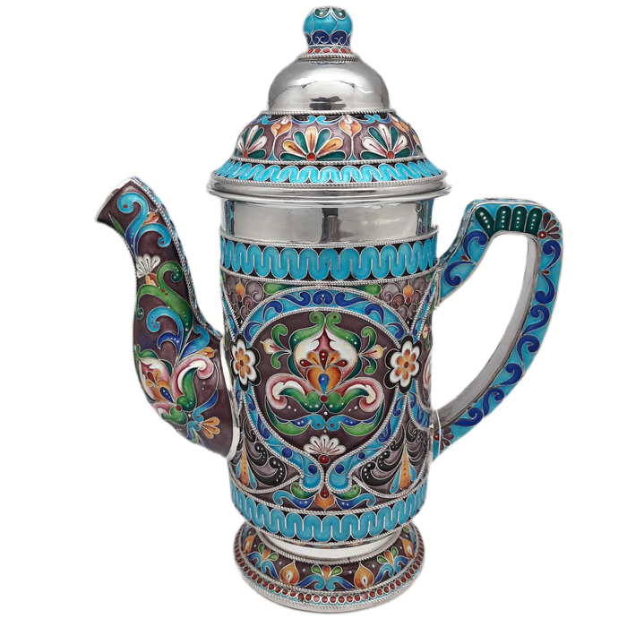 Silver coffee pot "Festive" finish