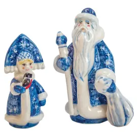 Фигурки фарфоровые "Дед Мороз и Снегурочка"