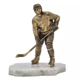 Статуэтка из бронзы и мрамора "Хоккеист без номера"