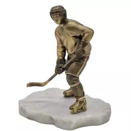 Статуэтка из бронзы и мрамора "Хоккеист без номера"