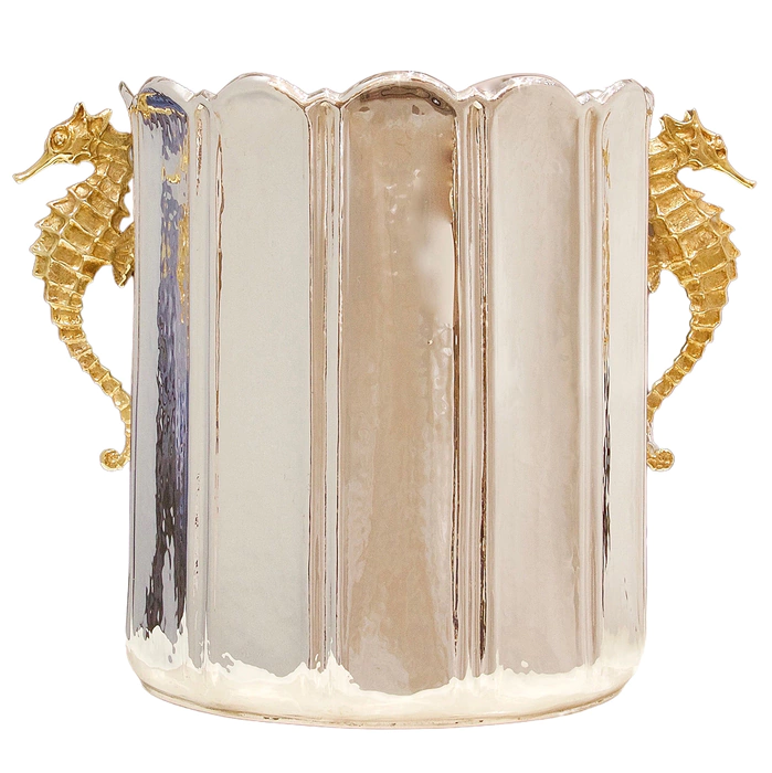 Seahorse champagne bucket made of silver