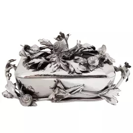 Dish for hot "Snail" made of silver