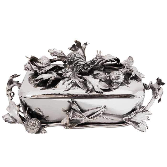 Dish for hot "Snail" made of silver