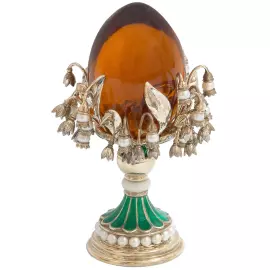 Souvenir silver egg "Lilies of the Valley" with pearls