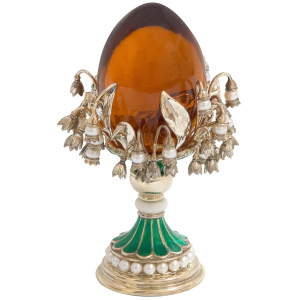 Souvenir silver egg "Lilies of the Valley" with pearls