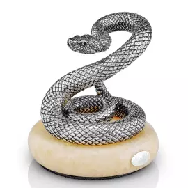 Silver statuette "Snake" on an onyx stand