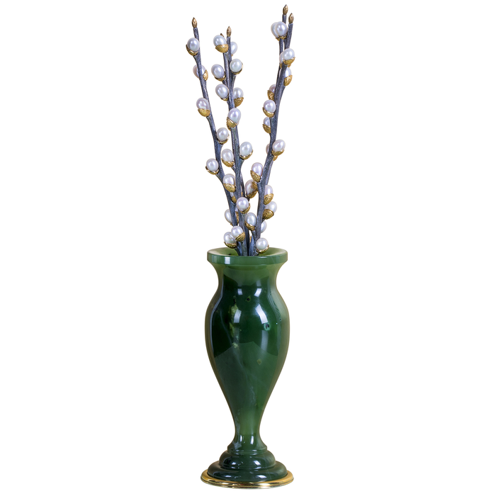 Silver Willow jewelry composition in a jade vase