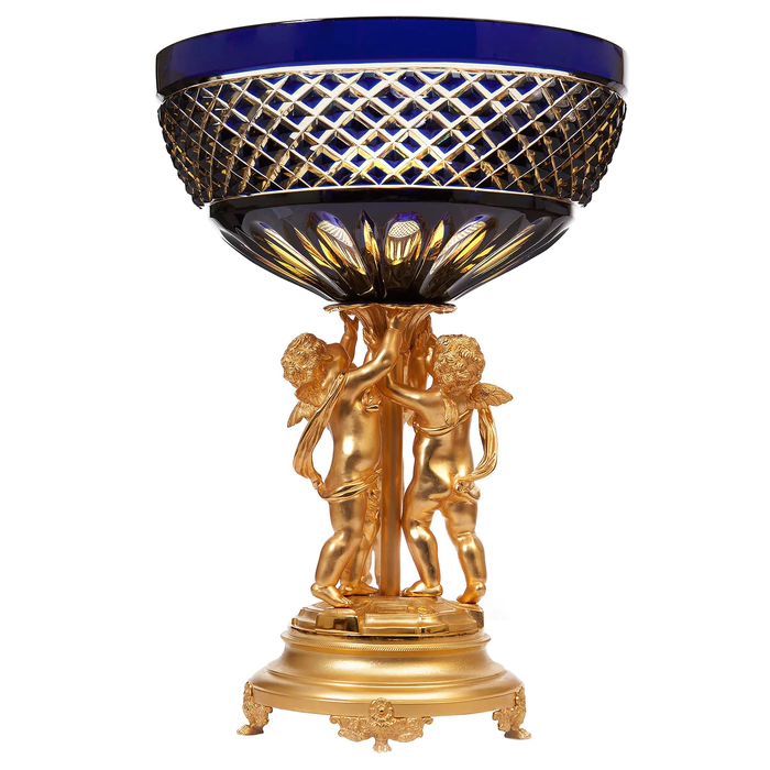 Cupid amber-blue crystal bowl