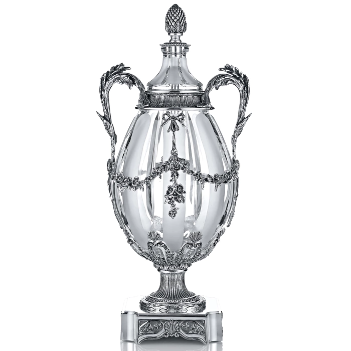 Pair of crystal vases "Pear" with silver plating