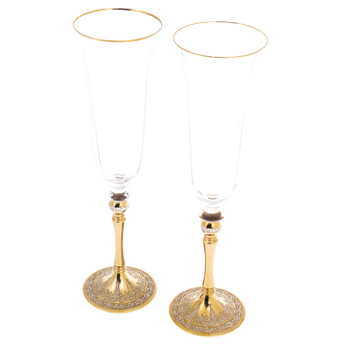 Set of champagne glasses "Grapes" for 2 persons, Zlatoust