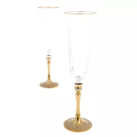 Набор бокалов для шампанского "Виноград" на 2 персоны, Златоуст