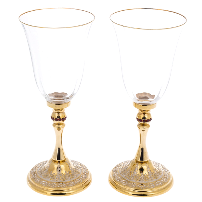 Set of wine glasses "Grapes" for 2 persons, Zlatoust