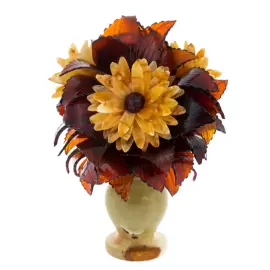 Сувенир из янтаря и оникса "Весенний букет"