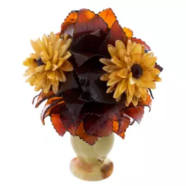 Сувенир из янтаря и оникса "Весенний букет"